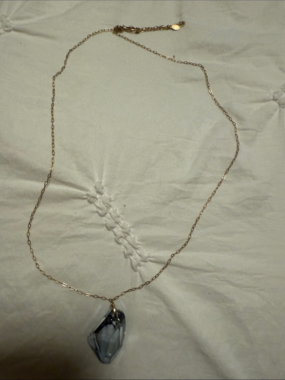 Swarovski Gold-Tone Chain with Gray Crystal Pendant